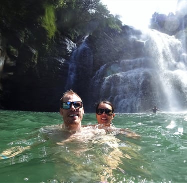 Taking a dip at the lower falls