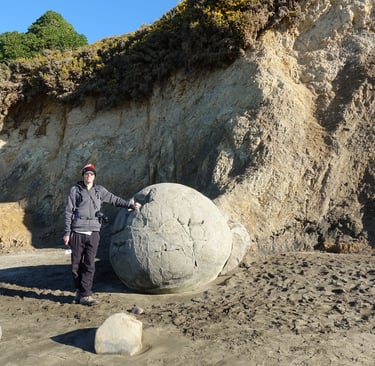 A new Moeraki bolder becoming unearthed