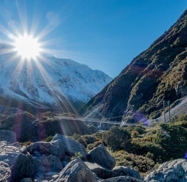 Swing bridge on the Hooker Valley Track