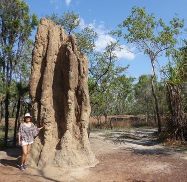 Janet beside the Termite mound