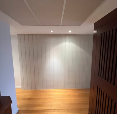 Custom architectural wall build and timber panelling installation