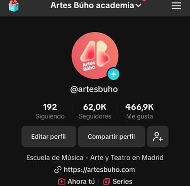 Perfil de TIk Tok cuenta Artes Búho con sesenta mil seguidores campaña de redes sociales