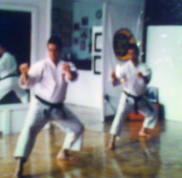 Sensei Dacey & Sensei Boboy training in Cranston dojo, 1990's