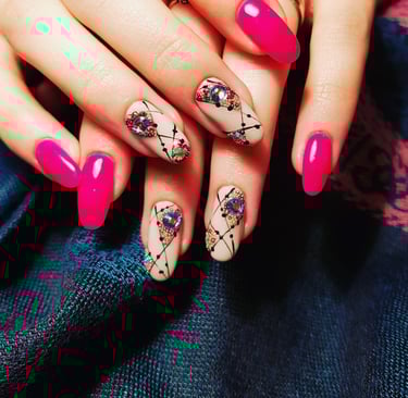 a woman's hand painted nails and manicured manicures