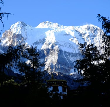 Snow-capped Himalayan peaks in the north of Bhtan