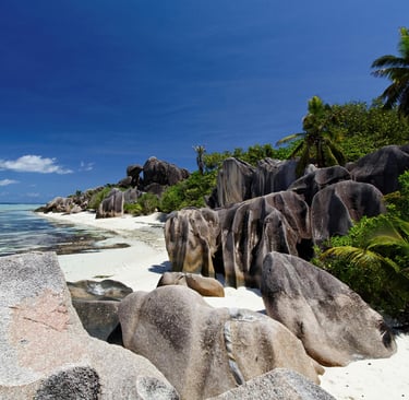 La Digue, Seychelles (Rock Formations on Seashore Under Blue Sky) @pexels