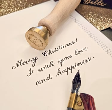 calligraphy customization for Dior holiday cards - Handwritten by Belle NYC calligrapher