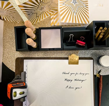 desk set-up for luxury brand activation with live calligraphy - Handwritten by Belle NYC 