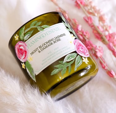 Hand painted glass candle holder by NYC live event artist Handwritten by Belle.