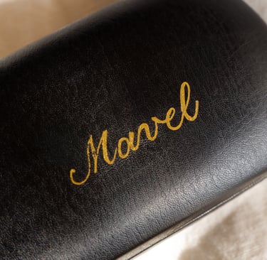 Hot foiling on eyeglass case for an NYC product launch by Handwritten by Belle.