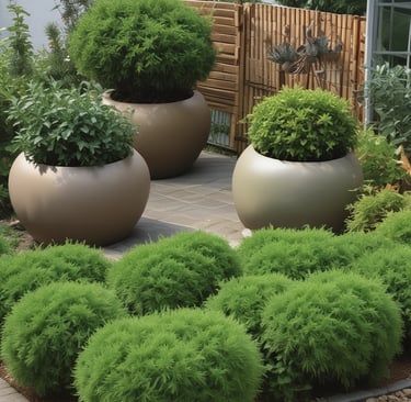 large ceramic containers with plants in them