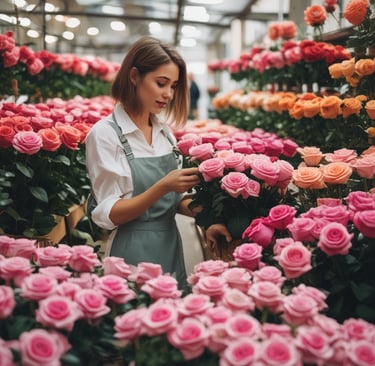 florist woman working with flowers