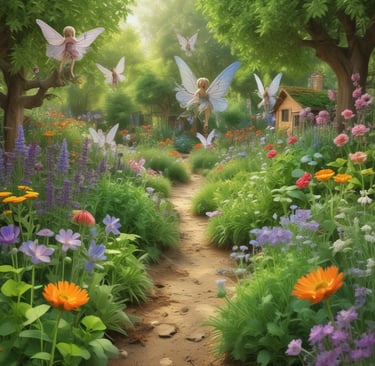 winding path in magical fairy garden