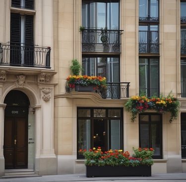 Paris street window flower boxes
