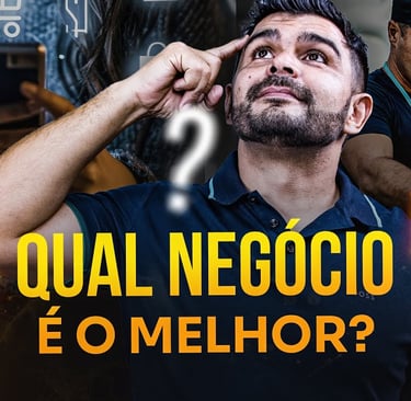 imagem mostra um rapaz questionando qual negócio é melhor? CLT Emprego, ou negócio próprio.