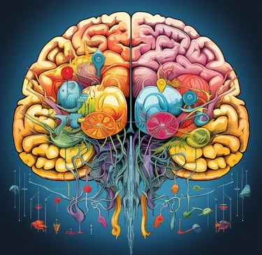 imagem colorida representando um cérebro humano.