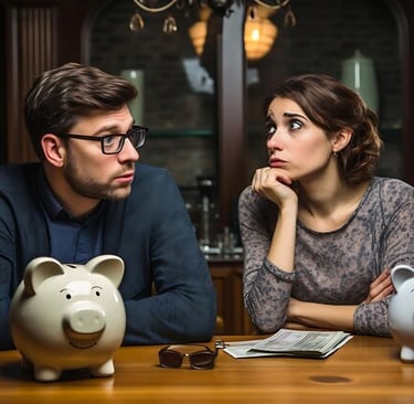 imagem de um casal analisando suas finanças 