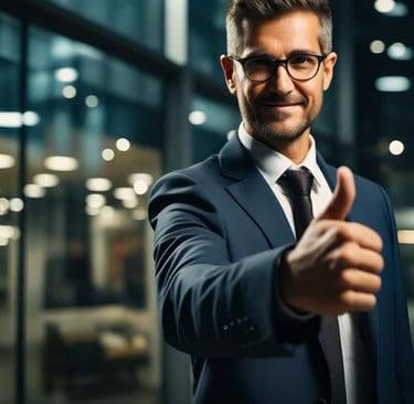 executivo de finanças indicando que esta tudo bem com seu cadastro positivo