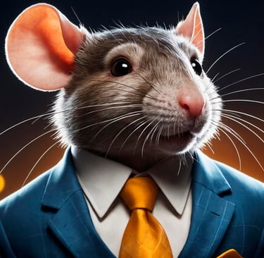imagem ilustrada de um rato de terno executivo