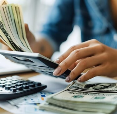 imagem de uma empresária contando dinheiro da suas economias.