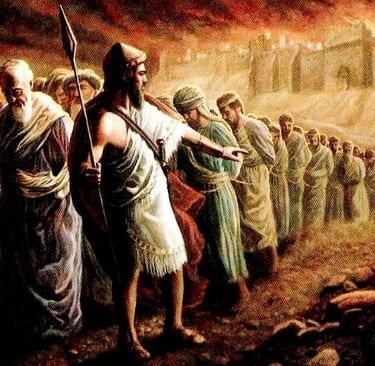imagem mostra uma fila de escravos sendo conduzidos por soldados.