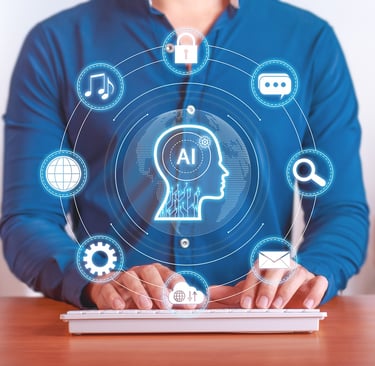 imagem de um jovem utilizando a inteligência artificial como ferramenta de trabalho .