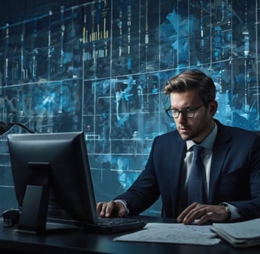 executivo trabalhando em seu computador
