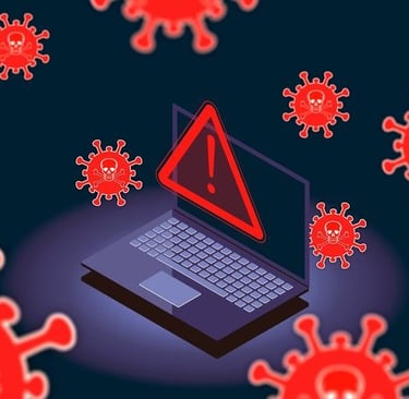 imagem ilustrando a internet e seus perigos . um computador com um símbolo de interrogação 
