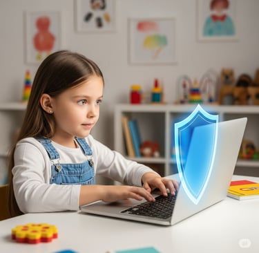 imagem de uma menina adolescente usando seu computador