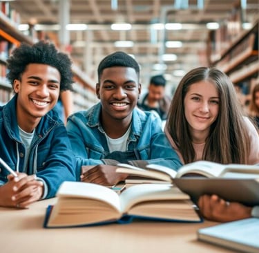 imagem de jovens estudando juntos