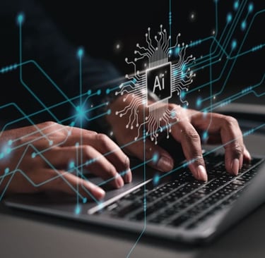 imagem de um notbook utilizando a inteligência artificial como ferramenta de trabalho.