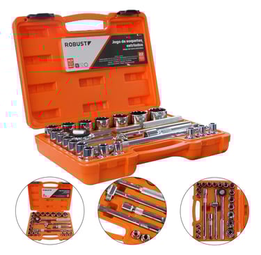 Jogo Soquetes Estriado Catraca 1/2 8 A 32mm Robust