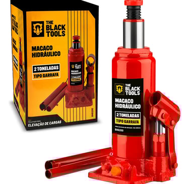 Macaco Hidraulico Tipo Garrafa 5 Toneladas Elevação Veículos Automóveis BHG500 The Black Tools