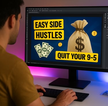 YouTuber designing high-converting thumbnail art for channel growth and monetization.