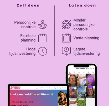 Infografic verschil zelf content maken of uitbesteden van Synna