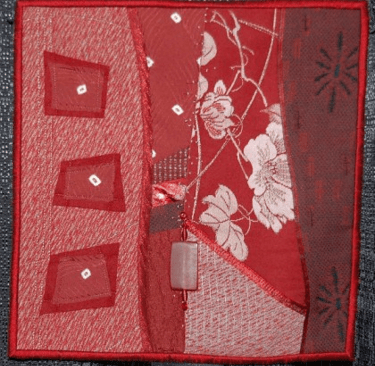 Red Kimono by Lu Peters. Art quilt.