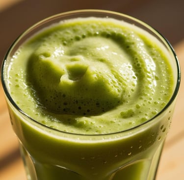 A glass of green smoothie 