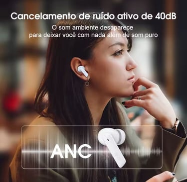QCY HT05 ANC fone de ouvido sem fio 40dB cancelamento de ruído Bluetooth 5.2