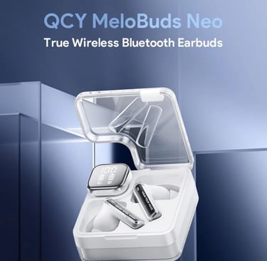 QCY-MeloBuds Neo Fones De Ouvido Sem Fio, Bluetooth 5.3, Display Digital LED Power