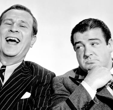 Bud Abbott and Lou Costello having fun.