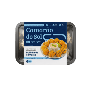 Bolinha de camarão crocante com massa de batata e gergelim