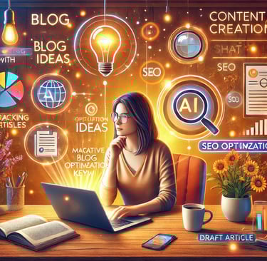 a woman sitting at a desk with a laptop and a laptop