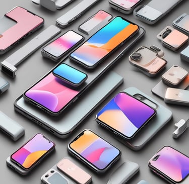a group of different colored iphones and other devices