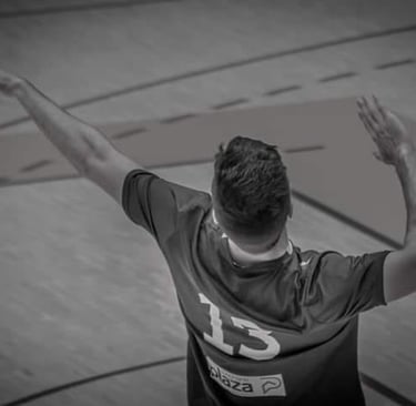 Volley ball geste noir et blanc