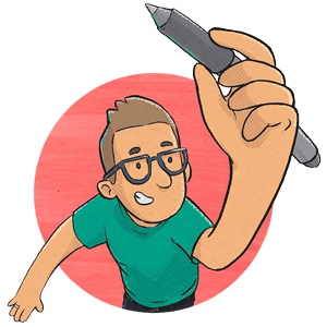 a man holding a pen in his hand