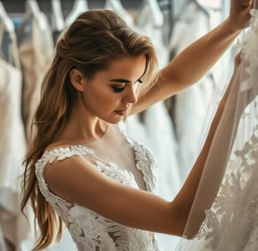 mariée qui cherche sa robe de mariée