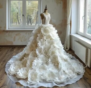 robe mariee floraux sur un mannequin