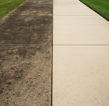 before and after photo of pressure washing in Dayton Ohio