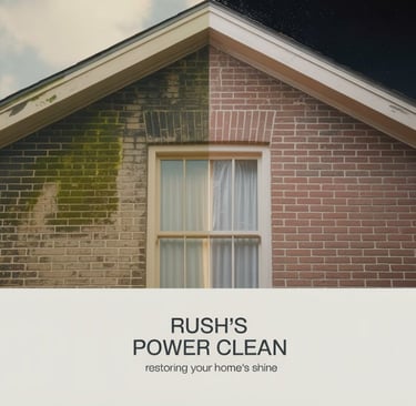 before and after photo of house soft washing in Dayton, Ohio