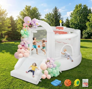 (2026 New) JOYMOR Bounce House for Kids (12FTx10FTx7.2FT) with Slide, Balloons, Spacious Bouncer, Wh